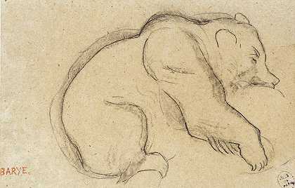 蹲下的熊`Ours accroupi (19th century) by Antoine-Louis Barye