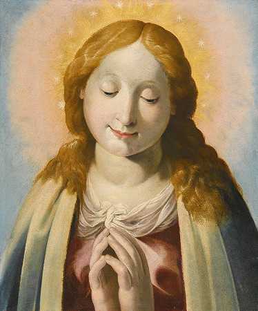 祈祷时的圣母`The Virgin At Prayer (circa 1600) by Lombard School