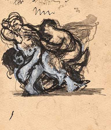 学习两个女人为一个男人打架`Studie til ;To kvinder slås om en mand (1878 – 1909) by Oluf Hartmann