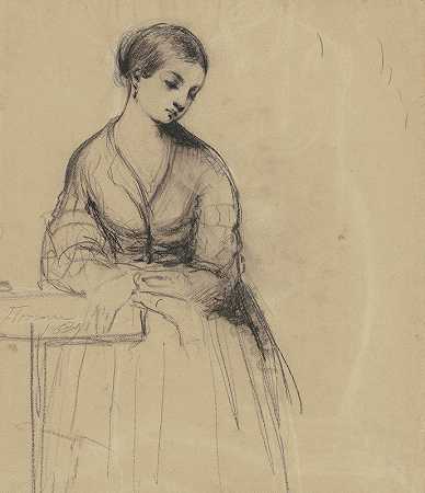 年轻女子，弗洛伦斯（雷克托）`Young Woman, Florence (recto) (1839) by Seth Wells Cheney