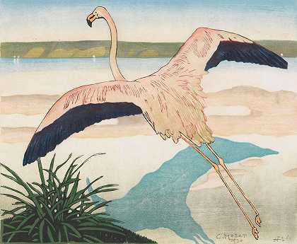 火烈鸟，第二版`Flamingo, zweite Fassung (1920.) by Carl Moser
