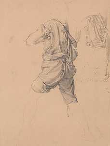 研究这幅画的攻击者的服装圣马提亚殉道`
Study of clothing of the assailant to the painting ;Martyrdom of St. Matthias (1866~1867)  by Józef Simmler
