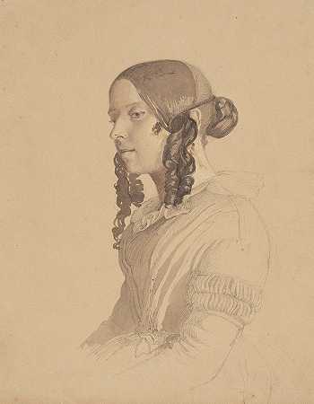 女性肖像（海琳诉杰马德）`Dameportræt (Helene v. Germadt) (1843) by Lorenz Frølich