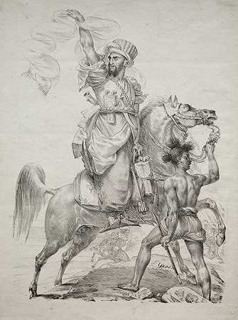 马穆鲁克酋长骑马示意求救`A Mameluke Chief on Horseback Signaling for Help (1817) by Antoine-Jean Gros