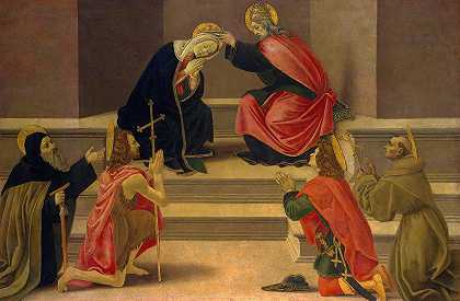 贞女加冕`The Coronation of the Virgin by Follower Of Botticelli