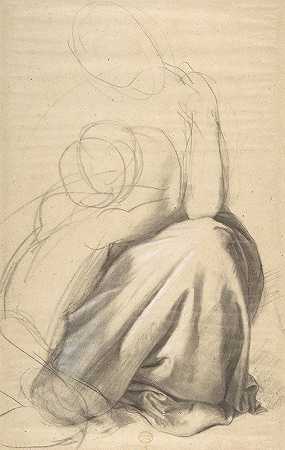 对一个女人和孩子的研究`Study of a Woman and Child (1828–81) by Romain Cazes