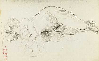 裸体妇女与婴儿卧床的研究`Etude de femme nue allongée avec un bébé (1872) by Jean-Baptiste Carpeaux