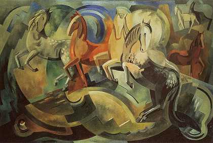 马的抽象`Abstraction of horses (1939) by Mainie Jellett