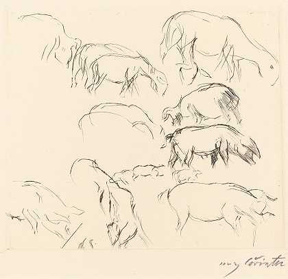 动物研究（各种动物研究）`Animal Studies (Verschiedene Tierstudien) (1917) by Lovis Corinth
