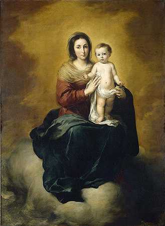 圣母子`Madonna and Child (c. 1655 ~ 1660) by Bartolomé Estebán Murillo