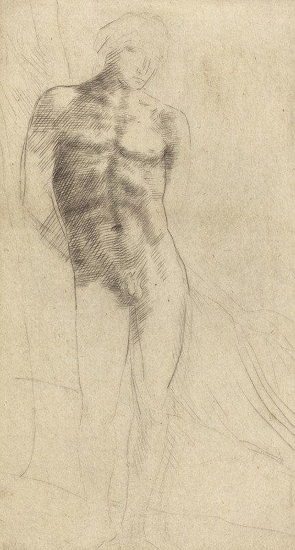 一个裸体雕像的研究（数字练习曲）`Study of a Nude Figure (Etude de figure nue) by Alphonse Legros
