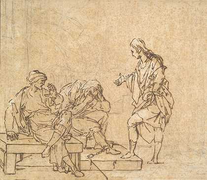 约瑟夫和两个囚犯`Joseph and the Two Prisoners by Michel-François Dandré-Bardon