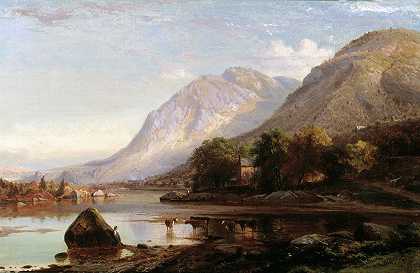 哈德逊河冷泉`Hudson River at Cold Spring (1861) by Johann Hermann Carmiencke