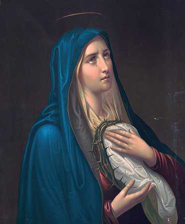 圣母玛利亚哭泣`Virgin Mary crying (1878) by E. Steinmann