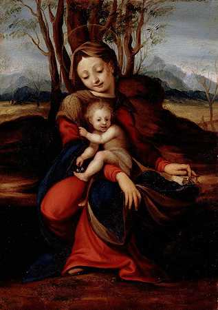 圣母子`Madonna and Child (between 1515 and 1535) by Circle Of Correggio