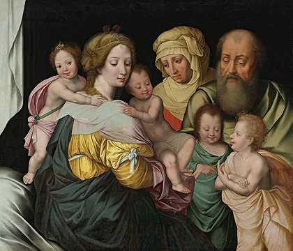 圣母与圣子伊丽莎白和其他神圣家庭成员`The Madonna And Child With Saints Elizabeth And Other Members Of The Holy Family by Vincent Sellaer