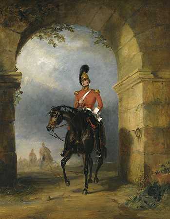 龙骑兵卫队军官的肖像`Portrait Of An Officer Of Dragoon Guards by George Henry Laporte