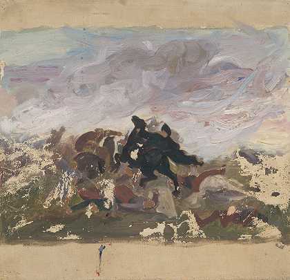 骑马的人`Riders on horseback (1900) by Jozef Hanula