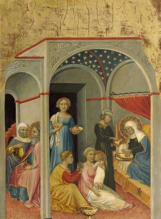 圣母诞生`The Nativity of the Virgin (c. 1400~1405) by Andrea di Bartolo