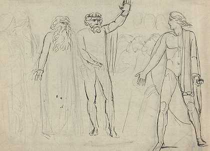 ;扫罗对大卫说，你去，愿耶和华与你同在（直肠）`;And Saul Said unto David, Go and the Lord be with Thee (recto) (c. 1780~1785) by William Blake