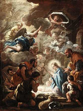 牧羊人的朝拜`Adoration of the Shepherds (ca. 1690~1691) by Luca Giordano