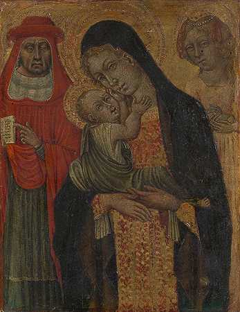 麦当娜与圣人杰罗姆和阿格尼斯的孩子`Madonna and Child with Saints Jerome and Agnes (ca. 1465) by Giovanni di Paolo