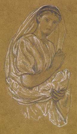 圣提奥菲卢斯与天使——一位宫廷女性的研究`St Theophilus and the Angel – Study of a Court Lady by Sir Edward Coley Burne-Jones