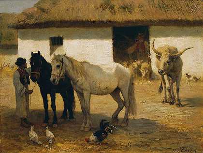 匈牙利农场`Ungarischer Bauernhof (1860~1870) by Otto von Thoren