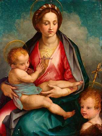 麦当娜和圣约翰的孩子`Madonna and Child with St John by Andrea del Sarto