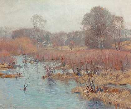 春季湿地`Spring Wetlands by Alexander Theobald Van Laer