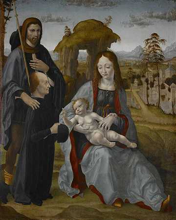 麦当娜和孩子，圣人和捐赠者`Madonna and Child with Saint and a Donor by Master of the Sforza Altarpiece