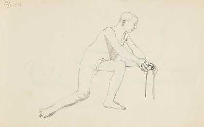 一个人单膝跪下的行为`akt klęczącego na jednym kolanie mężczyzny (1909) by Adolf Sternschuss