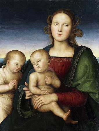 麦当娜和婴儿圣约翰`Madonna and Child with the Infant St. John (1495 – 1500) by Pietro Perugino