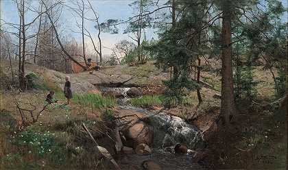 乡村的春天`Spring in the Country (1888) by Alfred Thörne