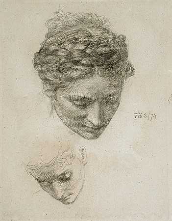 两个头的研究`Study of Two Heads (1874) by Edward John Poynter