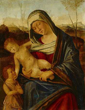 圣母带着孩子和婴儿圣约翰施洗`The Virgin with Child and the Infant Saint John the Baptist by Benedetto Diana