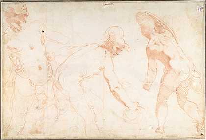 士兵三项研究`Three Studies of Soldiers (1550) by Taddeo Zuccaro