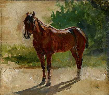 棕色的马，学习`Brown Horse, Study (1860) by Ernest Meissonier