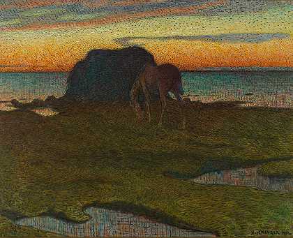 在海藻堆旁边`By the Seaweed Stack (1902) by Nils Kreuger