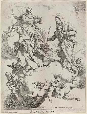 圣安收到`Saint Anne Received by the Virgin and Christ by the Virgin and Christ by Luca Giordano