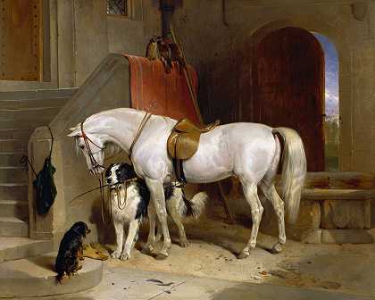 最受欢迎的，剑桥王子乔治H.R.H.的财产`Favourites, the Property of H.R.H. Prince George of Cambridge (1834) by Sir Edwin Henry Landseer