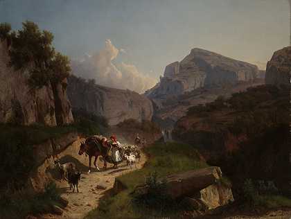 山地景观`Mountain Landscape (1873) by András Markó