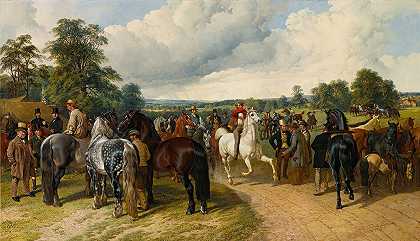 南区公地的赛马会`A Horse Fair on Southborough Common by John Frederick Herring Snr.