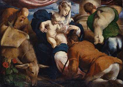 牧羊人的崇拜`The Adoration of the Shepherds by Jacopo Bassano
