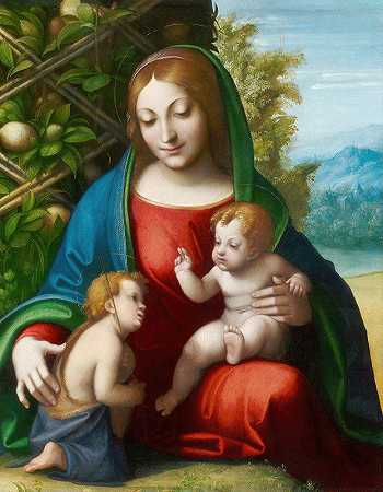 圣母和孩子与年轻的圣约翰施洗`Virgin and Child with the Young Saint John the Baptist (c. 1515) by Correggio
