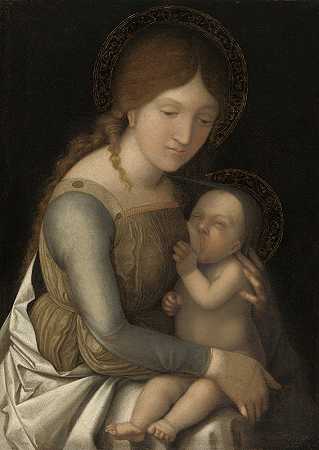 圣母子`Madonna and Child (1500s) by Correggio