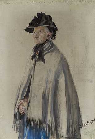 艺术家肖像母亲`Portrait of the Artists Mother (1898) by Carl Larsson