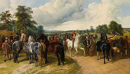 南区公地的赛马会`A horse fair on Southborough Common (1857) by John Frederick Herring Snr.