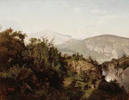 在阿迪朗达克山脉`In the Adirondack Mountains (1857) by William Trost Richards
