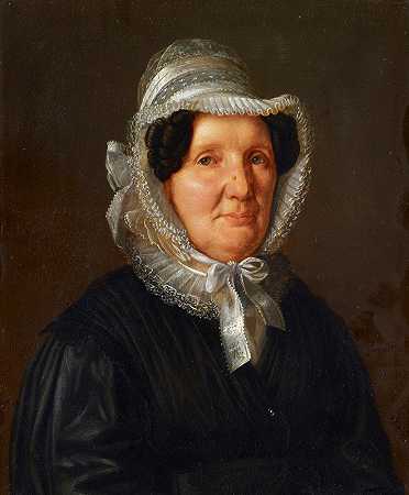 卡罗莱纳州索菲亚·夏洛特·林德·利什滕哈恩肖像`Portrait of Carolina Sophia Charlotte Linder~Lichtenhahn (1840) by Sebastian Gutzwiller